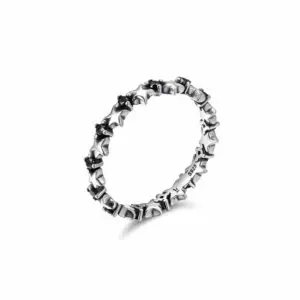 טבעת כסף 925  בשילוב כוכבים מלאים שחור RZ413