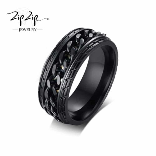 טבעת "ריין" Stainless Steel שחור לולאות מסתובבת