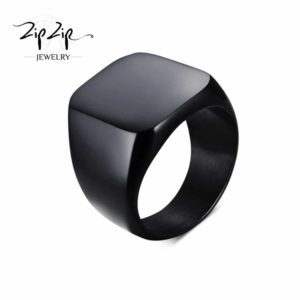 טבעת "דונטלו" Stainless Steel שחור חותמת חלקה