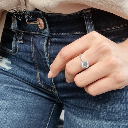 טבעת כסף 925 "מורנינג לאב" קריסטל ושיבוץ זרקונים