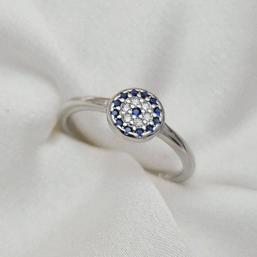 טבעת כסף 925 "לני" גמישה עין כחולה