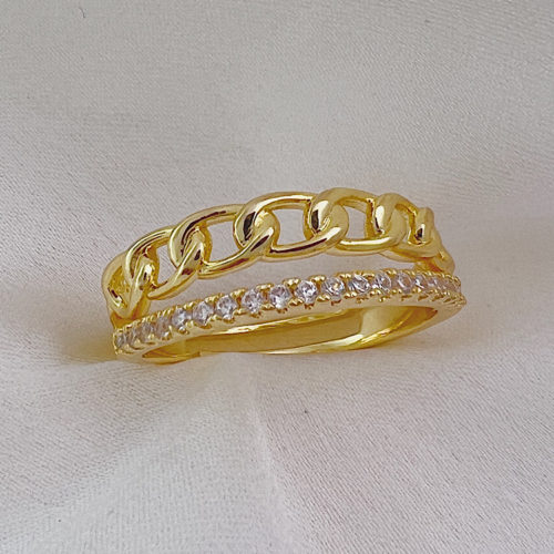 טבעת ציפוי זהב "ליבי" גמישה גורמט משולב טניס