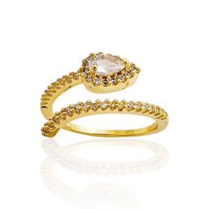 טבעת ציפוי זהב "קלריס" גמישה פיתול ראשון משובץ