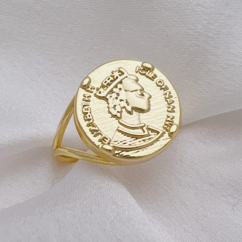 טבעת ציפוי זהב "סיה" חותמת מטבע