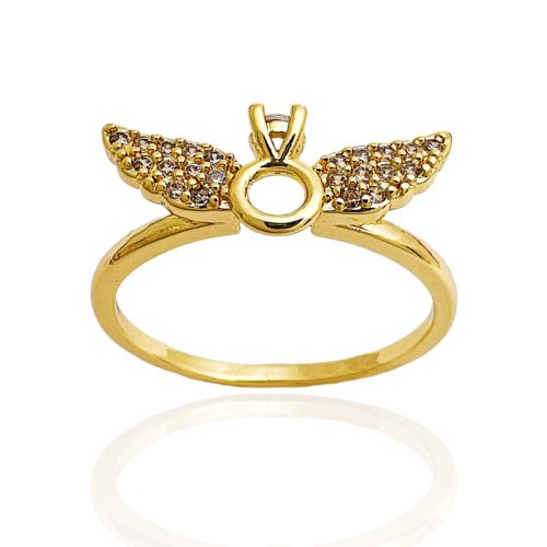 טבעת ציפוי זהב "אנג'ל" טבעת כנפיים משובצת