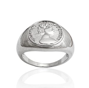 טבעת ציפוי כסף "סיה" חותמת מטבע