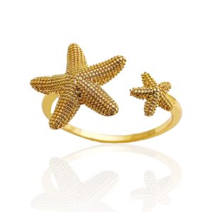 טבעת ציפוי זהב "ימית" גמישה כוכב ים