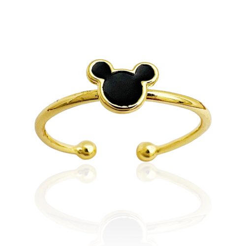 טבעת ציפוי זהב "דוני" גמישה דובי שחור