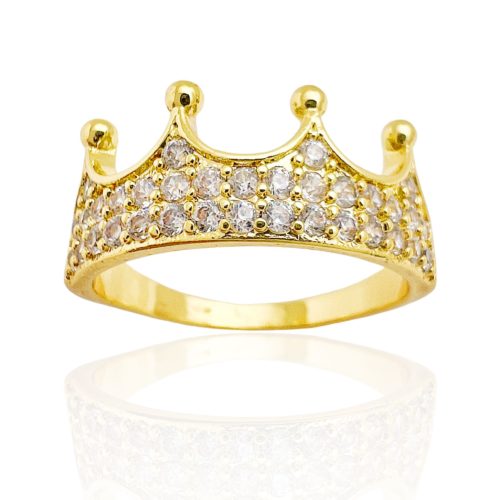 טבעת ציפוי זהב "מלכה" כתר משובץ