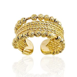 טבעת ציפוי זהב "שילה" גמישה חרוזים עבה